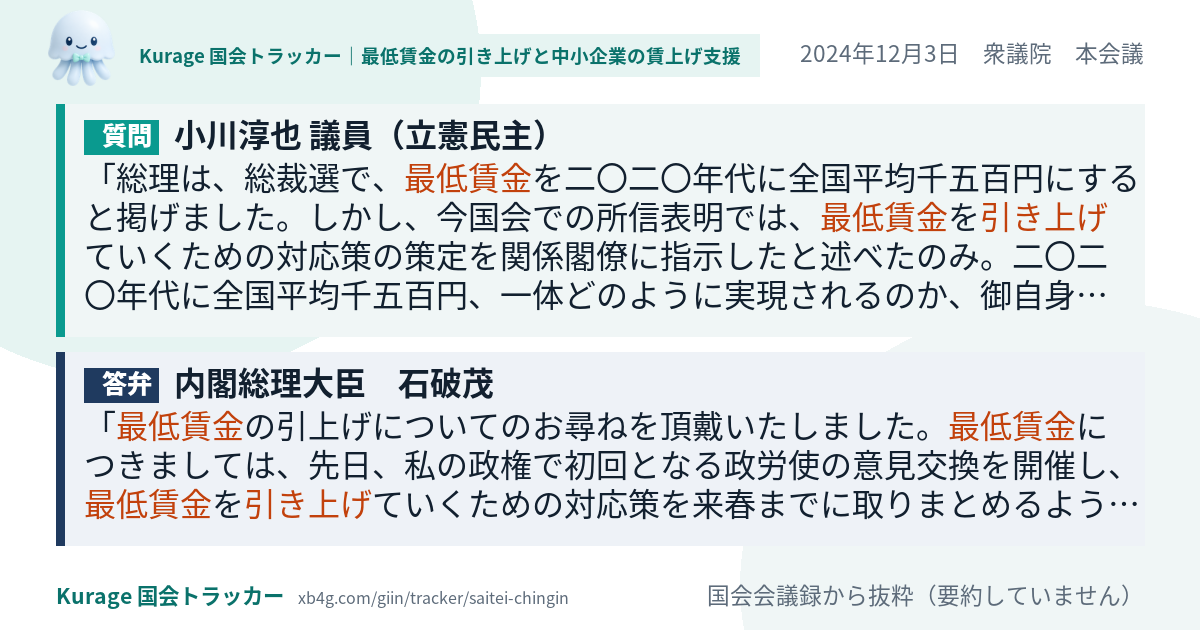 質問と答弁のカード