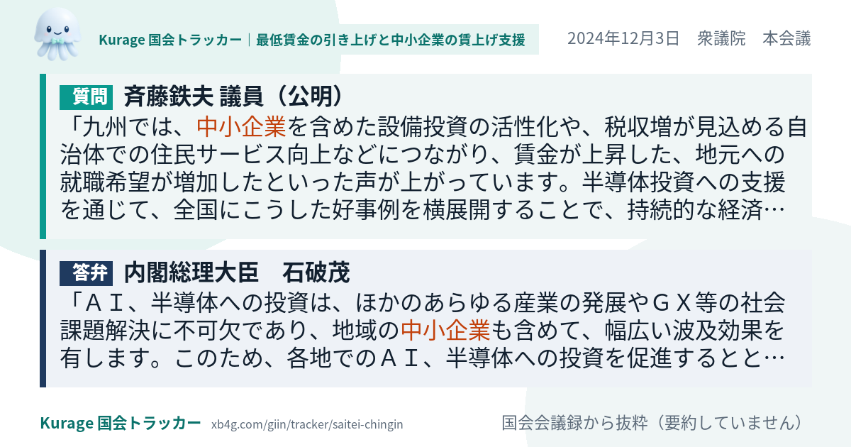 質問と答弁のカード