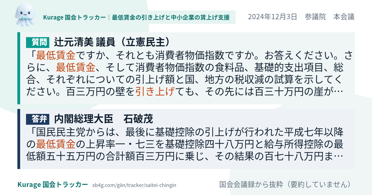 質問と答弁のカード