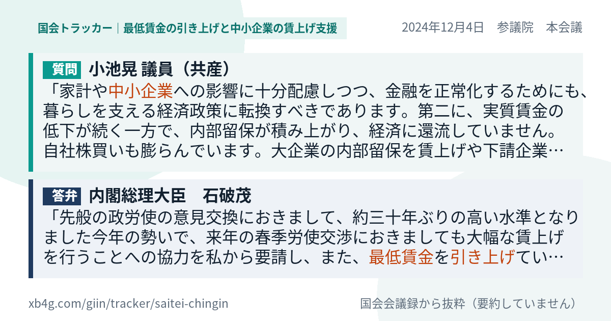 質問と答弁のカード