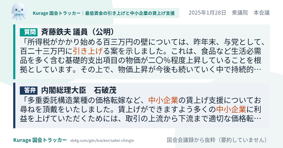 質問と答弁のカード