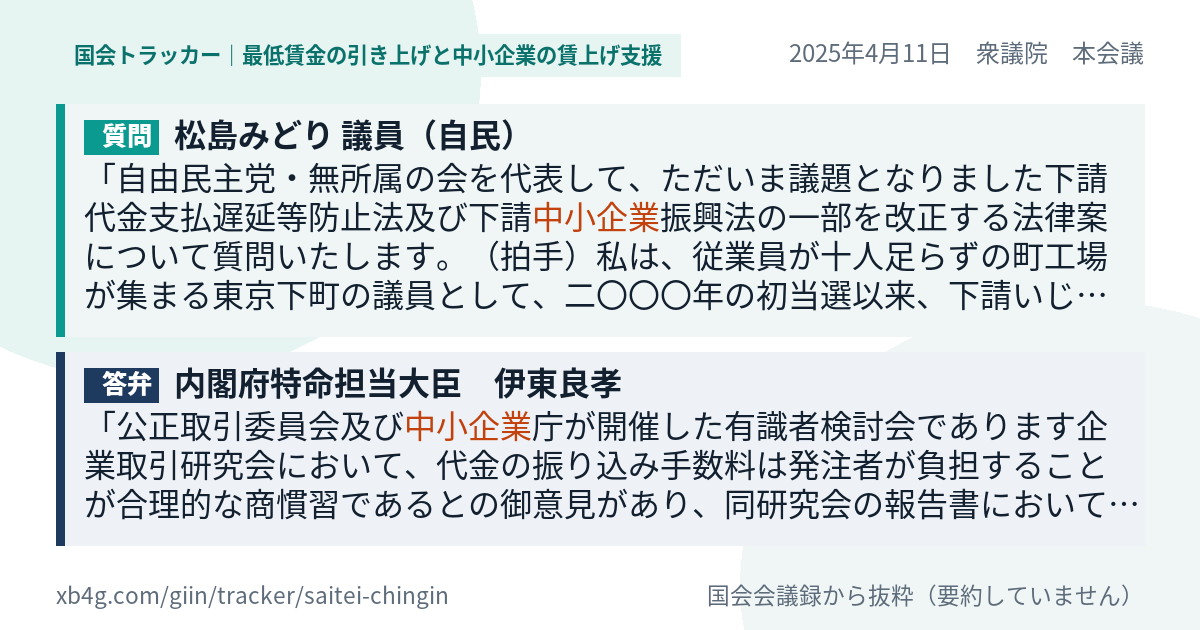 質問と答弁のカード