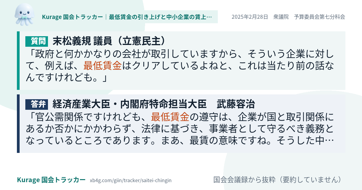 質問と答弁のカード