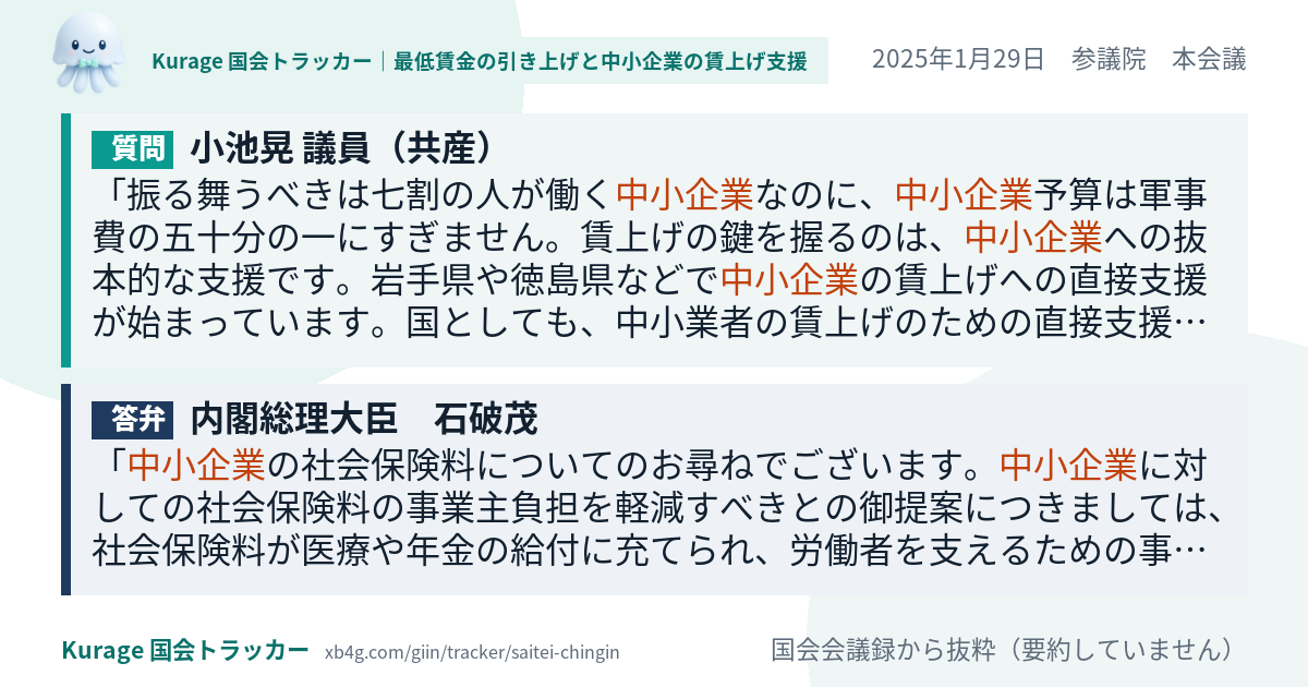 質問と答弁のカード