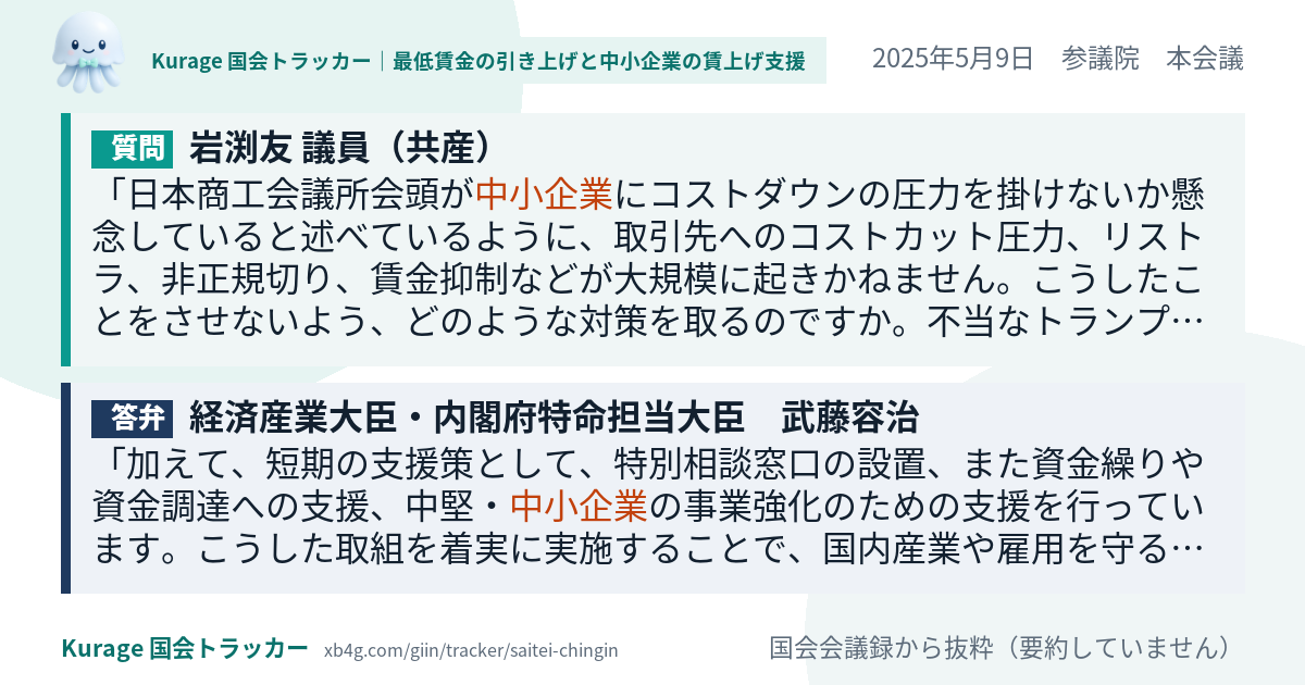 質問と答弁のカード
