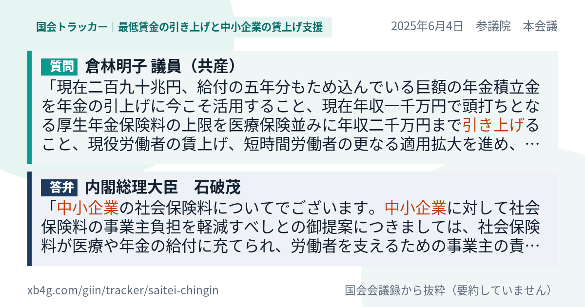 質問と答弁のカード