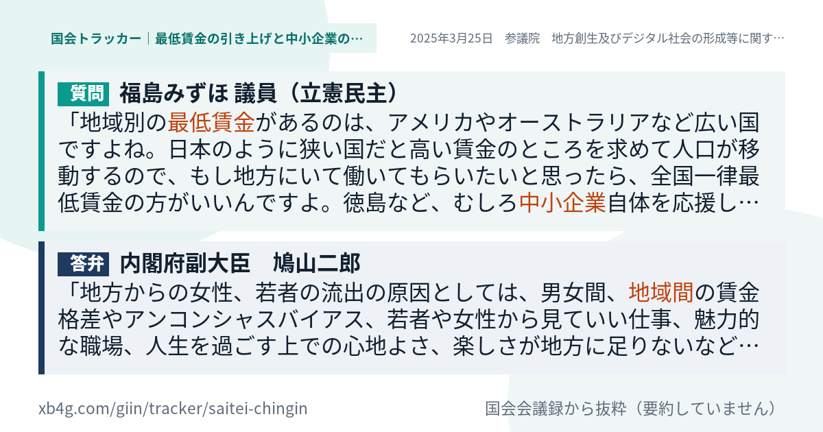 質問と答弁のカード