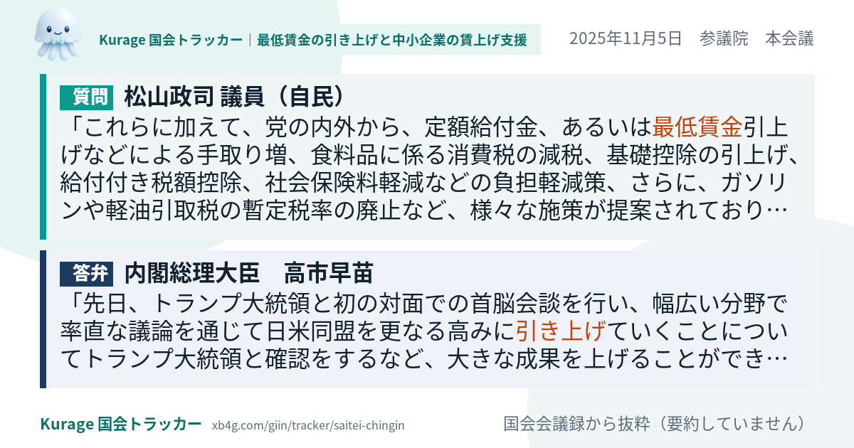 質問と答弁のカード