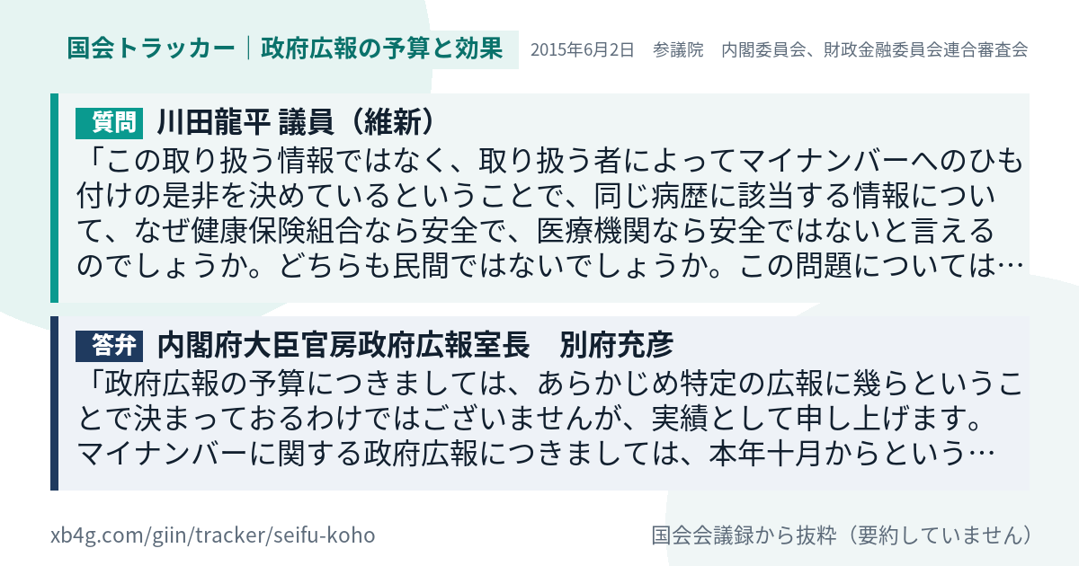 質問と答弁のカード