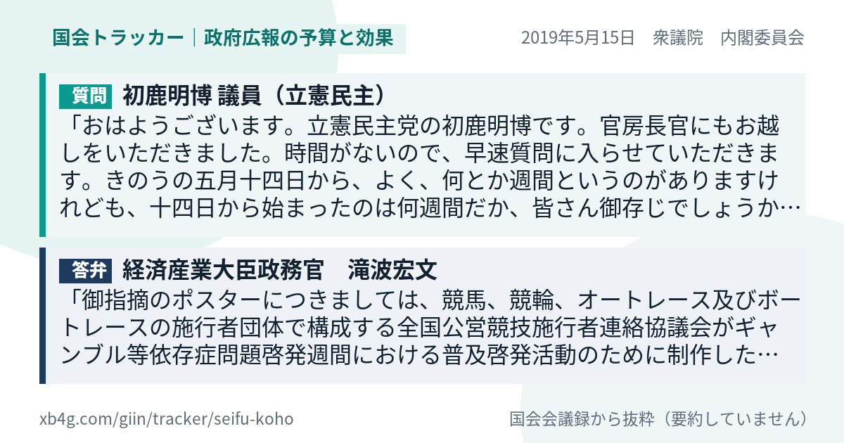 質問と答弁のカード