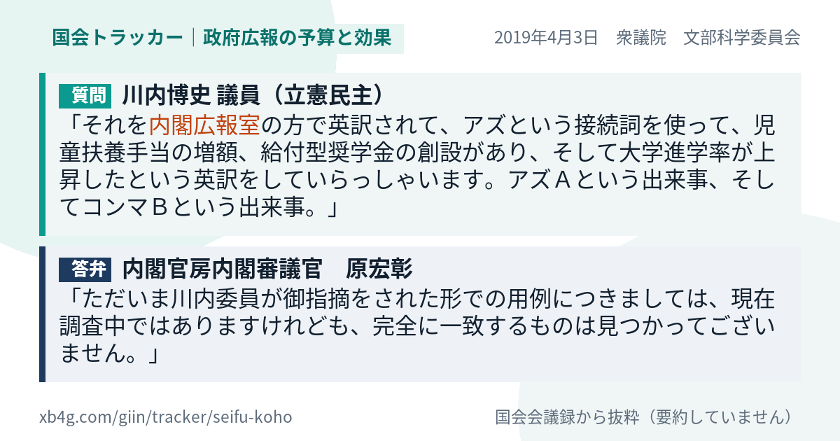 質問と答弁のカード