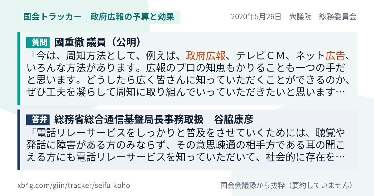 質問と答弁のカード