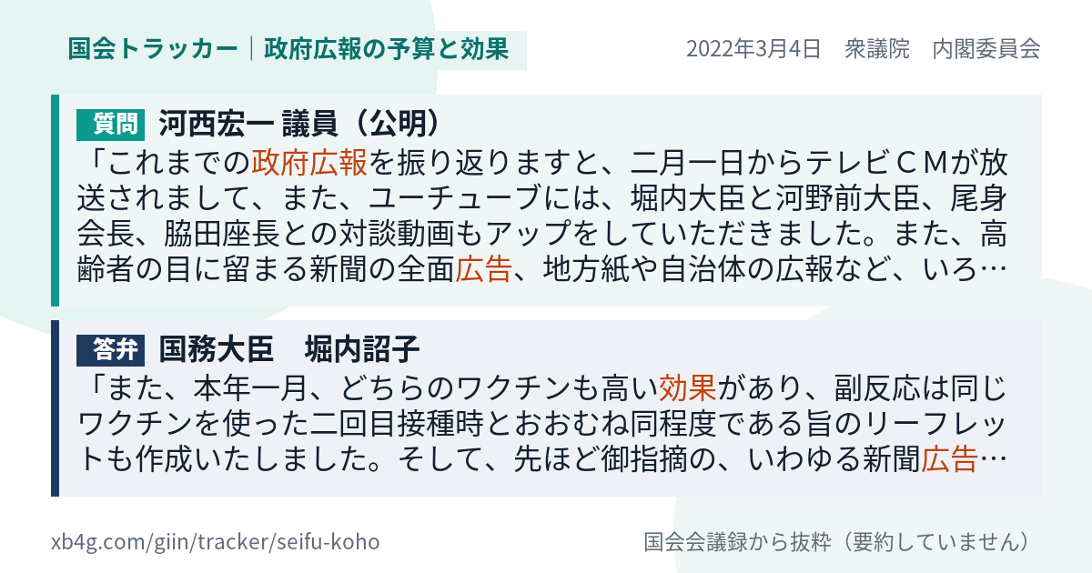 質問と答弁のカード