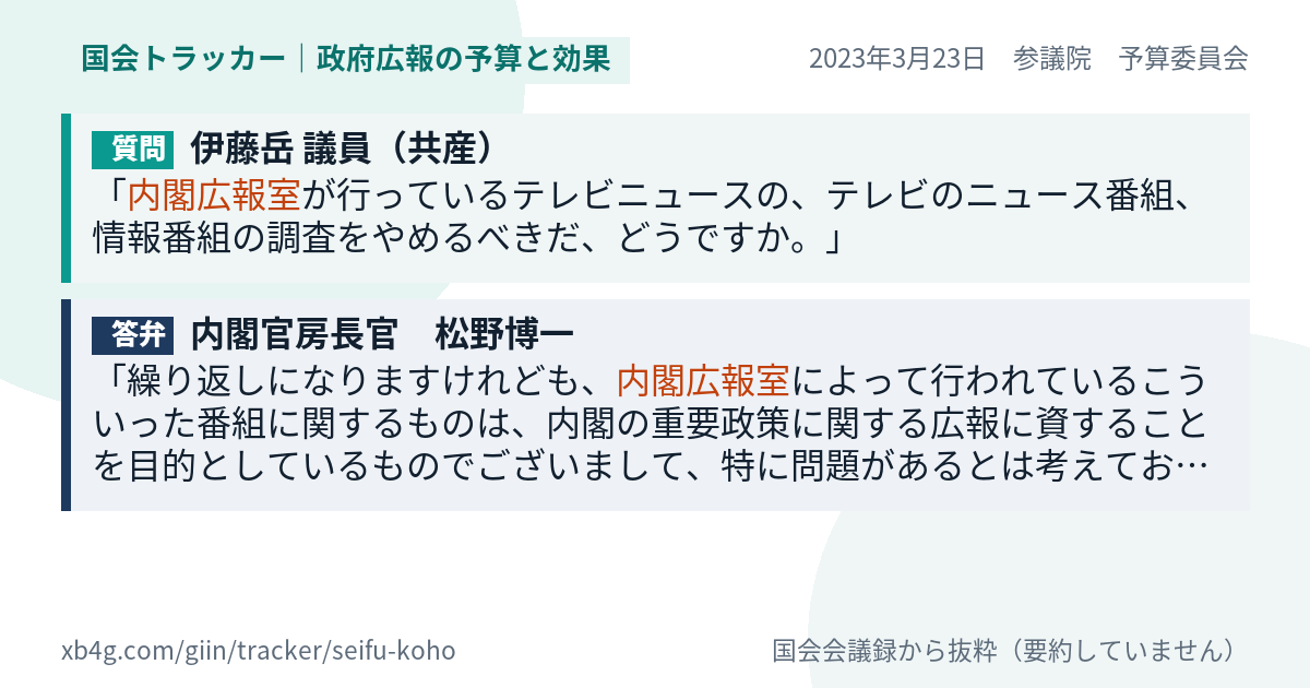 質問と答弁のカード
