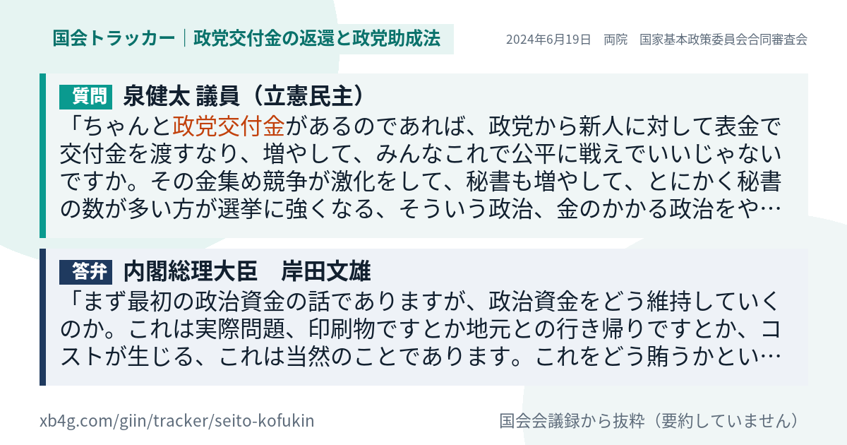 質問と答弁のカード