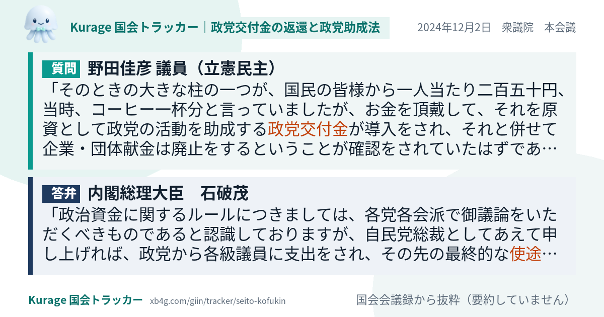 質問と答弁のカード