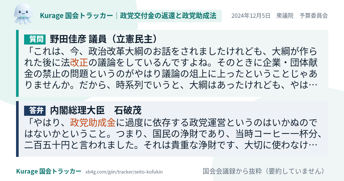 質問と答弁のカード