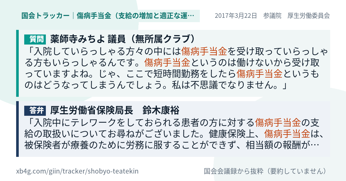 質問と答弁のカード