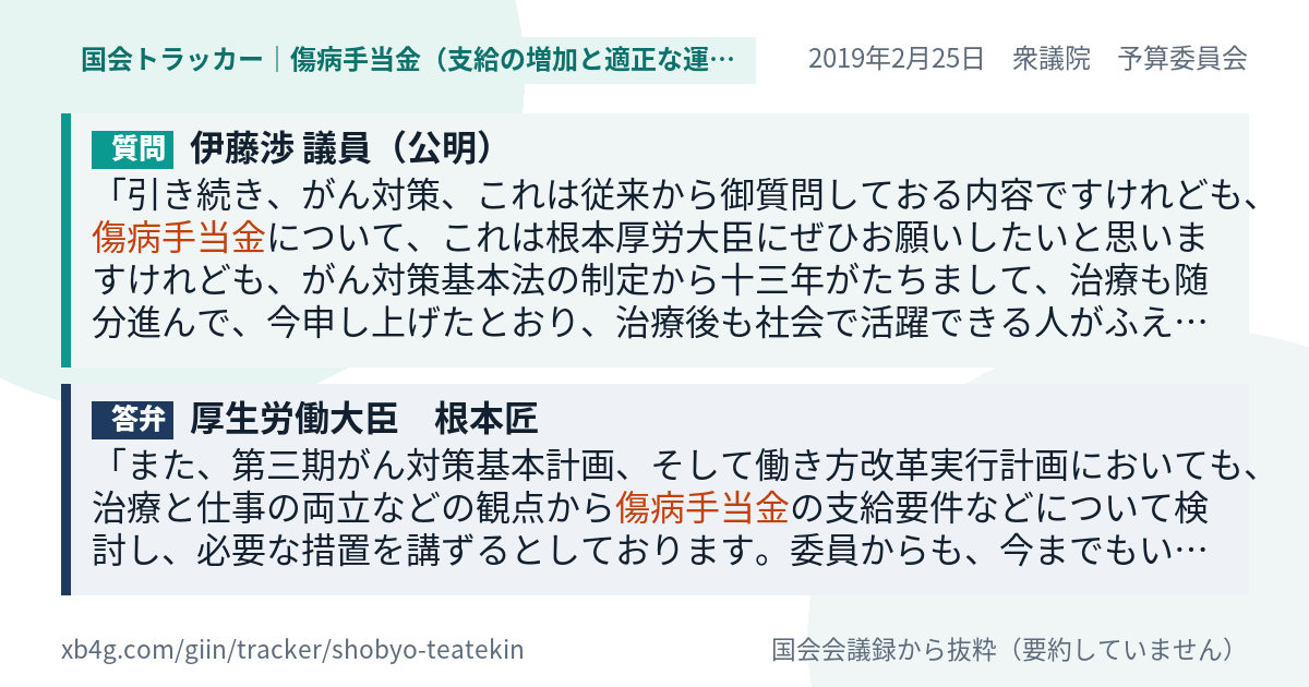 質問と答弁のカード