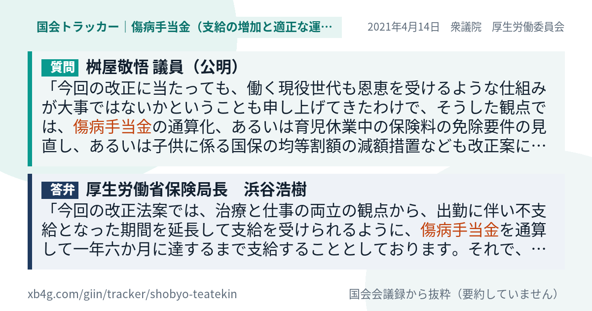 質問と答弁のカード