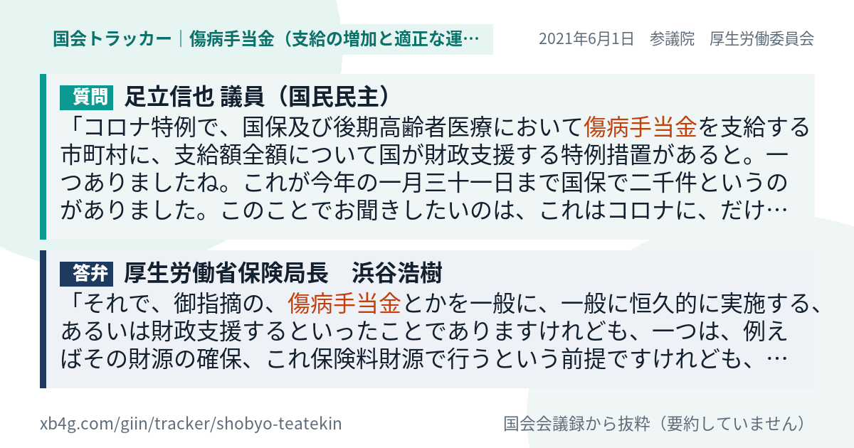 質問と答弁のカード