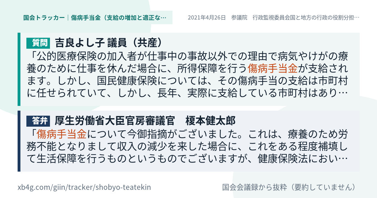 質問と答弁のカード