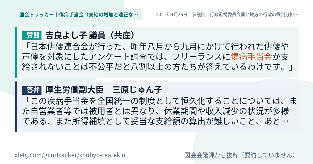 質問と答弁のカード