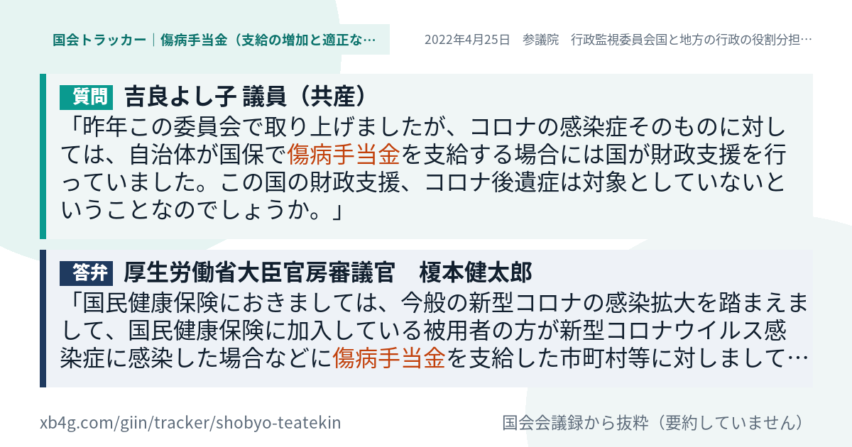 質問と答弁のカード