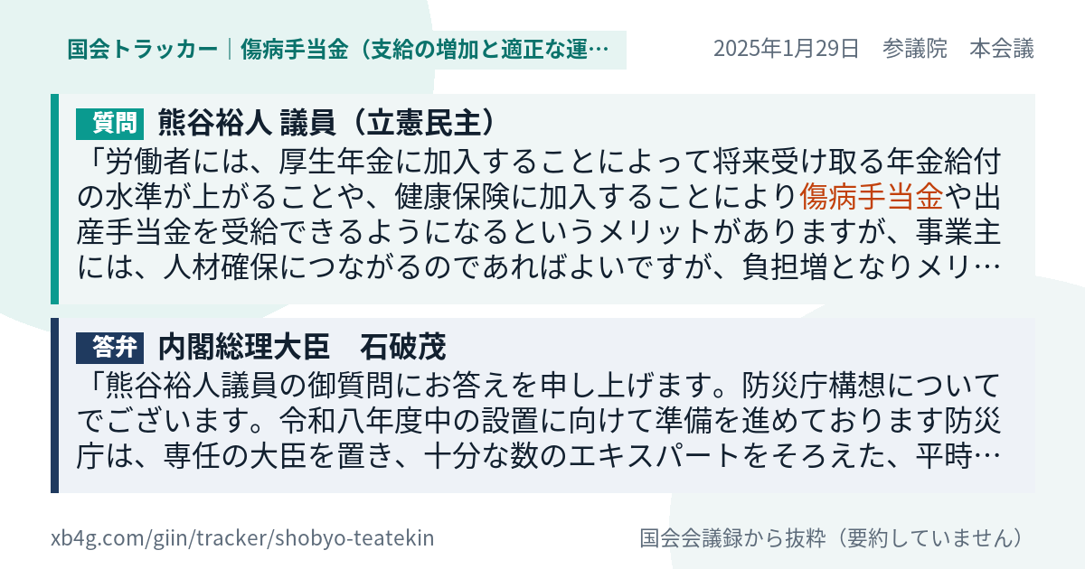 質問と答弁のカード