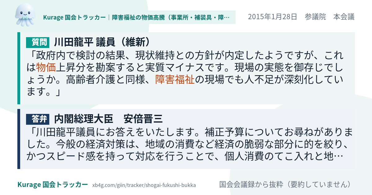 質問と答弁のカード