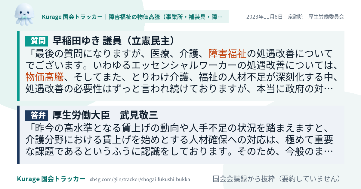 質問と答弁のカード
