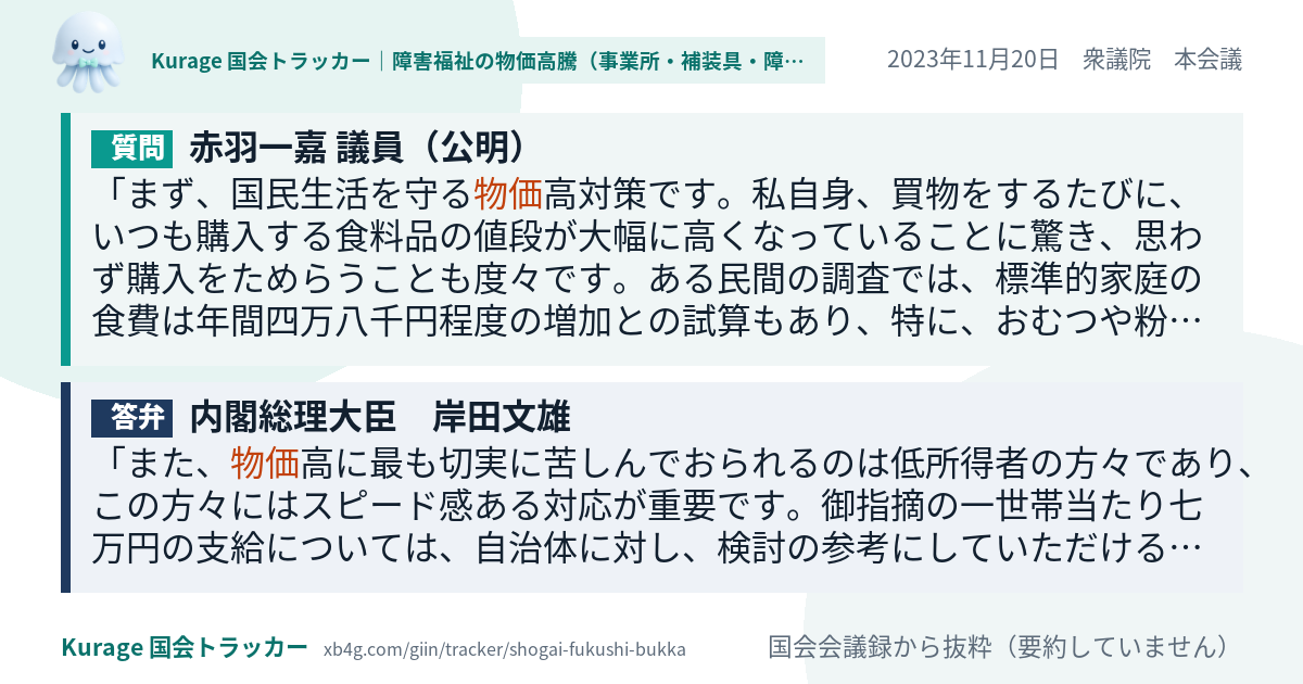 質問と答弁のカード