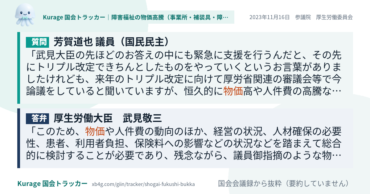 質問と答弁のカード