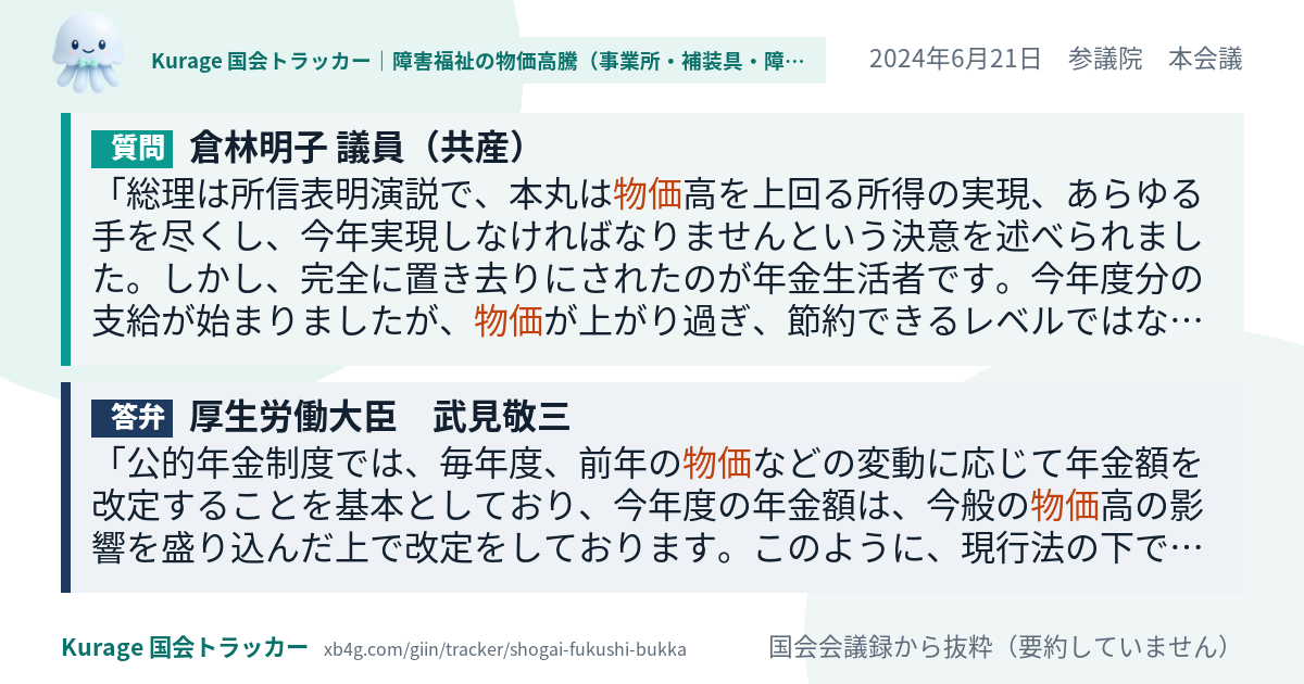 質問と答弁のカード