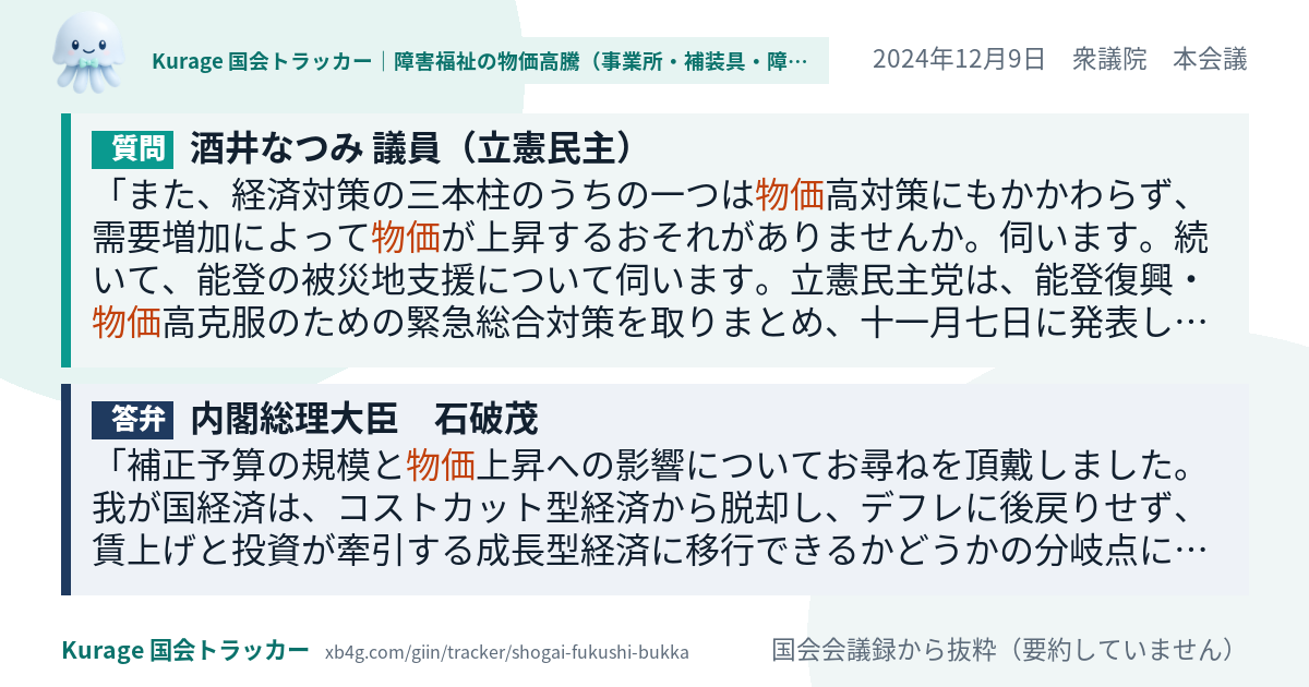 質問と答弁のカード