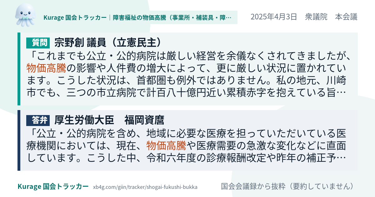 質問と答弁のカード