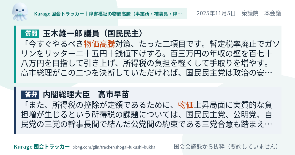 質問と答弁のカード