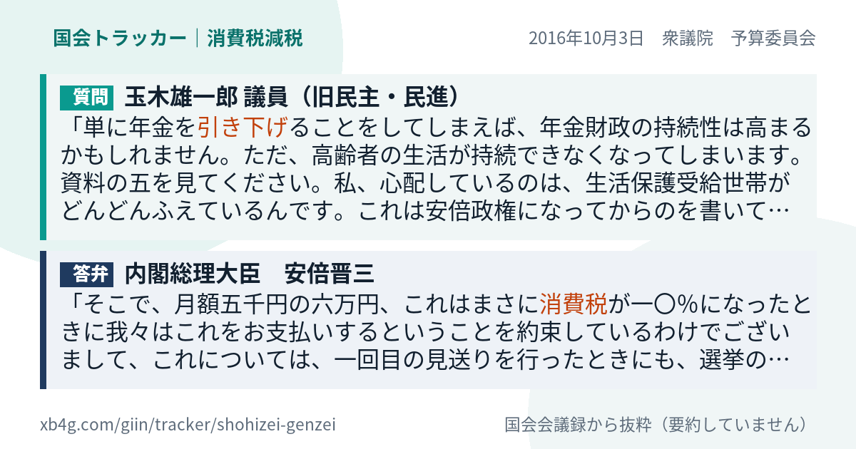 質問と答弁のカード