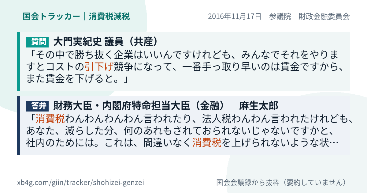 質問と答弁のカード