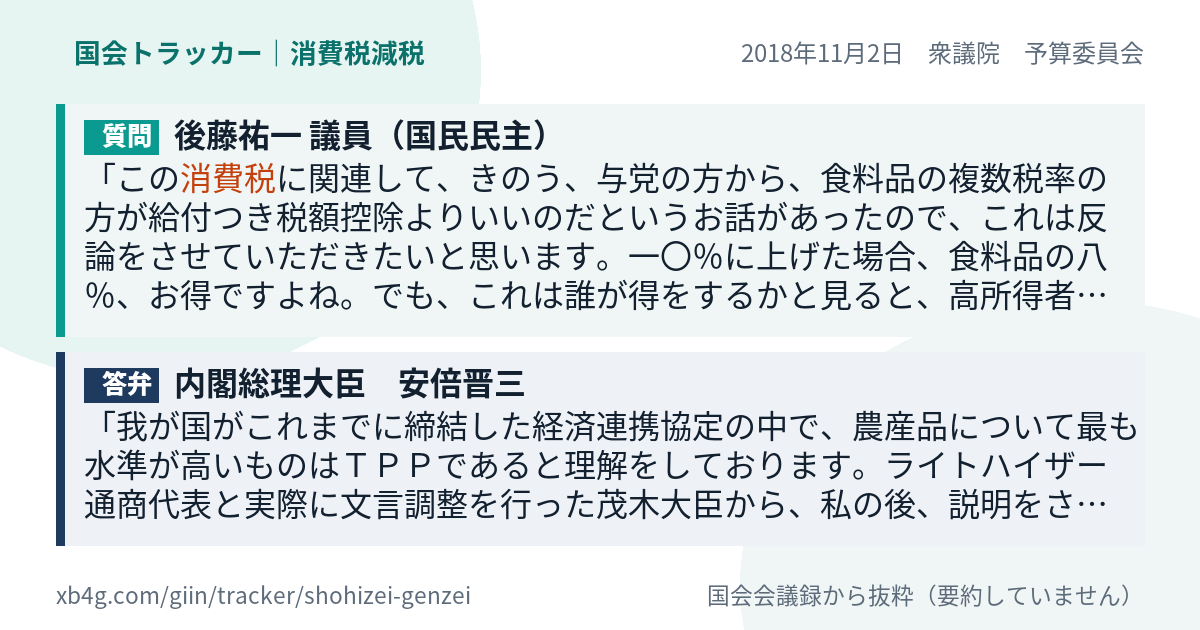 質問と答弁のカード