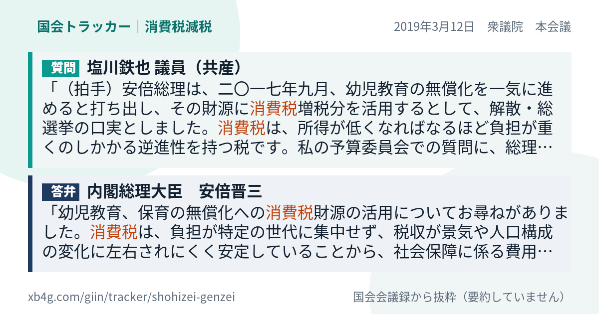 質問と答弁のカード