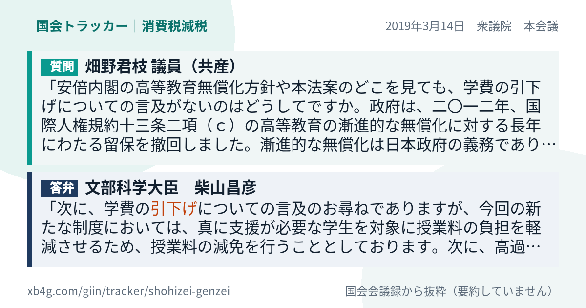 質問と答弁のカード