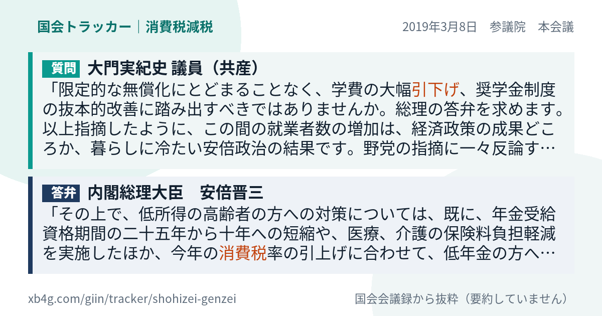 質問と答弁のカード