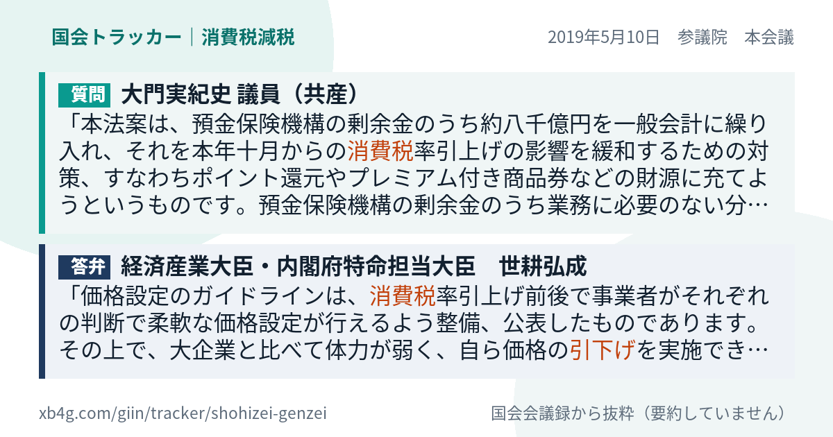 質問と答弁のカード