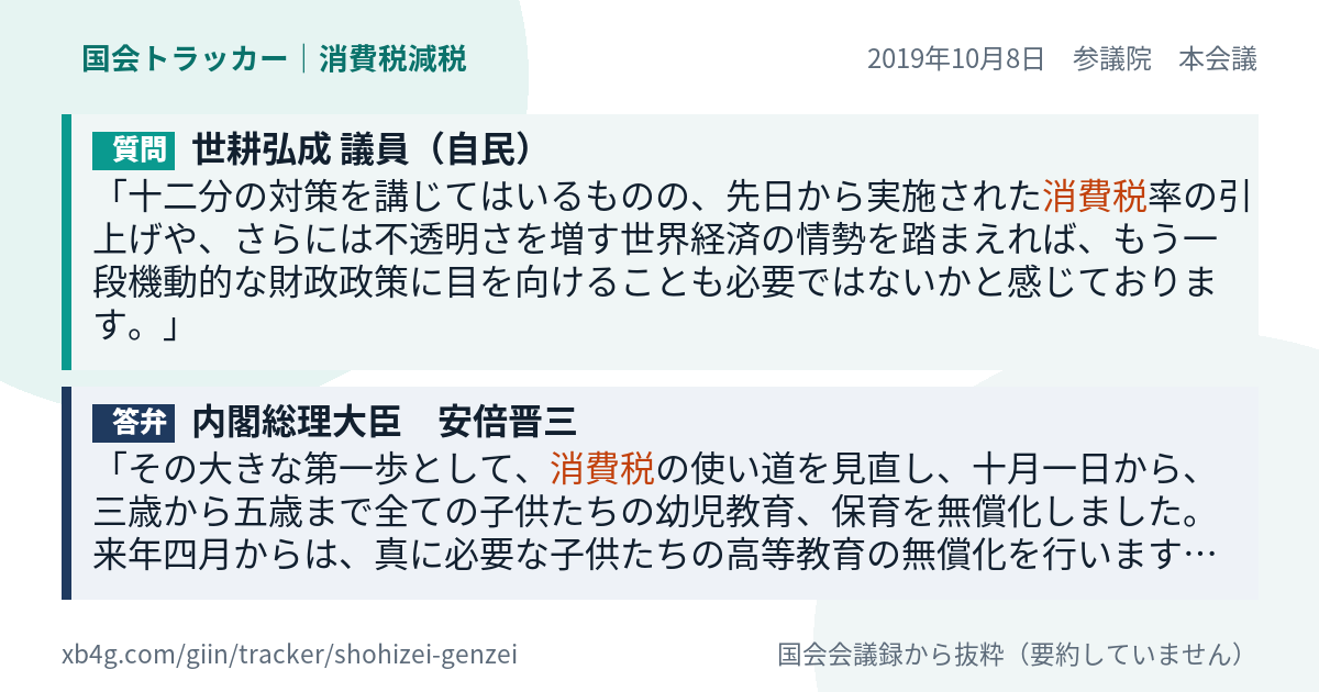 質問と答弁のカード
