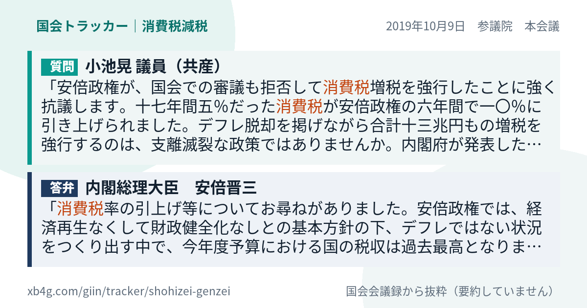 質問と答弁のカード