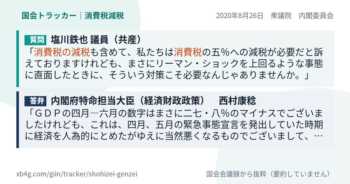 質問と答弁のカード