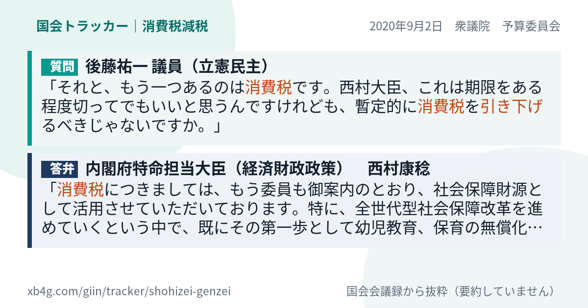 質問と答弁のカード