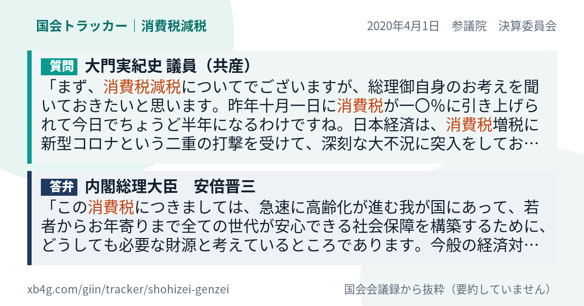 質問と答弁のカード