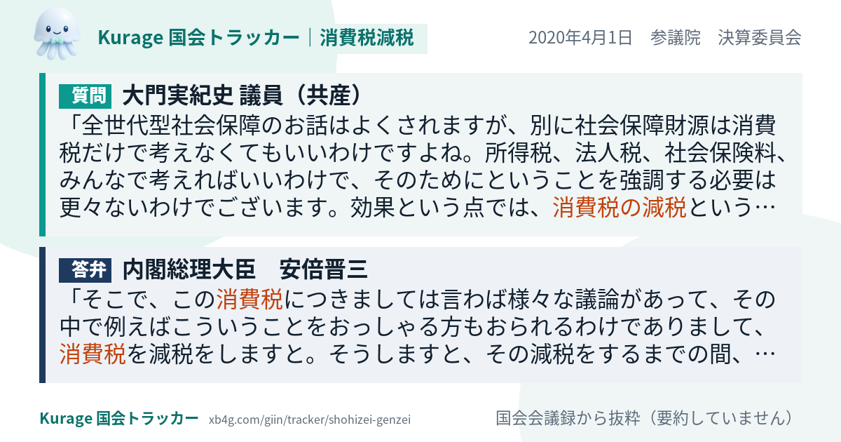 質問と答弁のカード